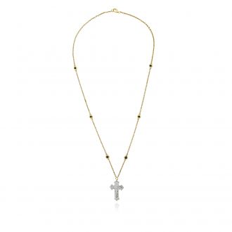 Σταυρός Βάπτισης με Αλυσίδα για Κορίτσι από Κίτρινο Χρυσό Κ18 με Διαμάντια 014502