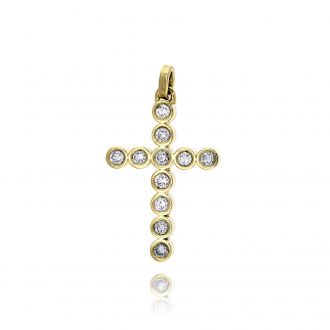 Σταυρός Βάπτισης από Κίτρινο Χρυσό Κ18 και Διαμάντια 018883