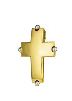 Σταυρός Βάπτισης Τριάντος για Αγόρι και Κορίτσι Κίτρινο και Λευκό Χρυσό Κ14 019824