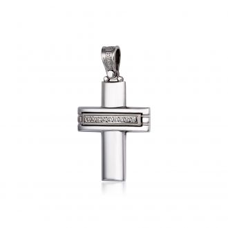 Σταυρός Βάπτισης Τριάντος για Κορίτσι Λευκό Χρυσό Κ14 με Πέτρες Ζιργκόν 022140