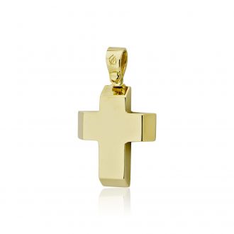 Σταυρός Βάπτισης για Αγόρι Σκέτος Κίτρινο Χρυσό 14 Καρατίων Κ14 027789