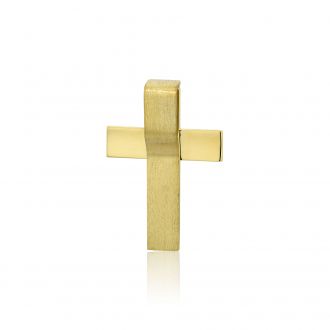 Σταυρός Βάπτισης Τριάντος για Αγόρι Σκέτος Κίτρινο Χρυσό 14 Καρατίων 029968