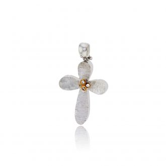 Σταυρός Βάπτισης για Κορίτσι Λευκό Χρυσό Κ14 με Πέτρες Ζιργκόν 032163