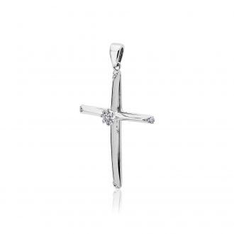 Σταυρός Βάπτισης για Κορίτσι από Λευκό Χρυσό 18 Καρατίων με Διαμάντια 033241