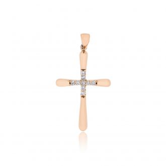 Σταυρός Βάπτισης για Κορίτσι από Ροζ Χρυσό 18 Καρατίων με Διαμάντια 033242
