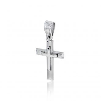 Σταυρός Βάπτισης για Αγόρι Σκέτος Λευκό Χρυσό 14 Καρατίων Κ14 033325