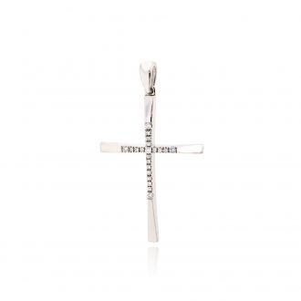 Σταυρός Βάπτισης από Λευκό Χρυσό Κ18 με Διαμάντια 034609