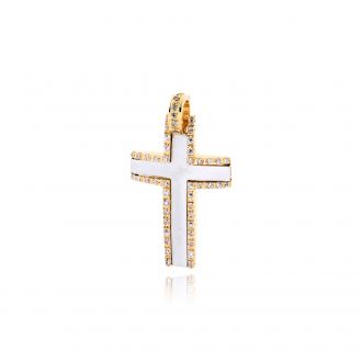 Σταυρός Βάπτισης Val΄Oro για Κορίτσι από Δίχρωμο Χρυσό Κ14 και Ζιργκόν 036643