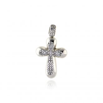 Σταυρός Βάπτισης για Κορίτσι από Λευκό Χρυσό Κ14 με Ζιργκόν 036689