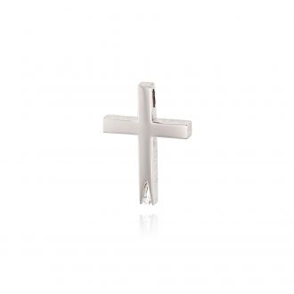 Σταυρός Βάπτισης για Κορίτσι Τριάντος από Λευκό Χρυσό Κ14 με Ζιργκόν 037326