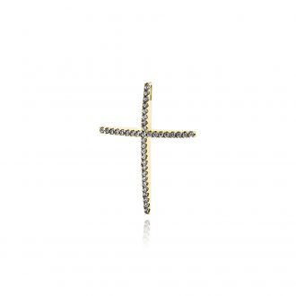 Σταυρός Βάπτισης για Κορίτσι από Κίτρινο Χρυσό Κ14 και Ζιργκόν 037903