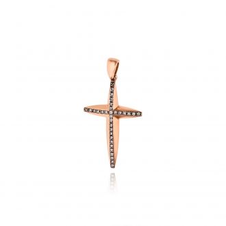 Σταυρός Βάπτισης για Κορίτσι από Ροζ Χρυσό Κ18 με Διαμάντια 038323