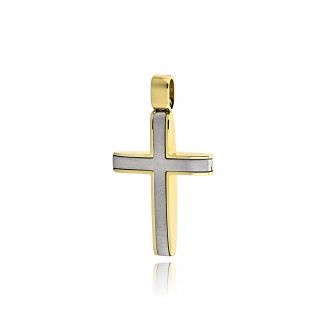 Σταυρός Βάπτισης Val΄Oro για Αγόρι Λευκό και Κίτρινο Χρυσό Κ14 038566