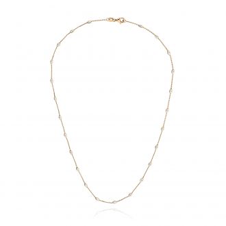 Γυναικεία Αλυσίδα Κολιέ με Μπίλιες από Ροζ και Λευκό Χρυσό 14 Καρατίων 038800