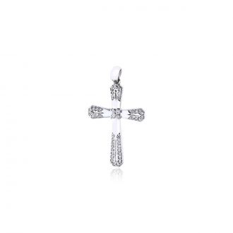 Σταυρός από Λευκό Χρυσό Κ18 με Διαμάντια 039425