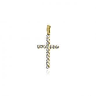 Σταυρός Βάπτισης για Κορίτσι από Κίτρινο Χρυσό Κ14 με Πέτρες Ζιργόν 039469