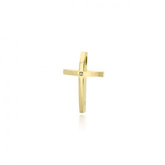 Σταυρός Βάπτισης για Κορίτσι από Κίτρινο Χρυσό Κ14 με Πέτρες Ζιργκόν 039618