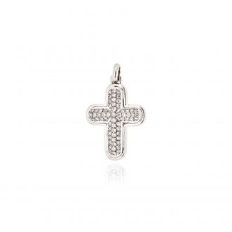 Γυναικείος Σταυρός από Λευκό Χρυσό Κ18 με Διαμάντια 040690