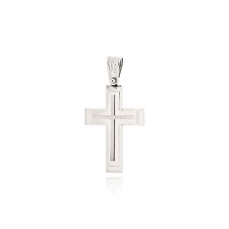 Σταυρός Βάπτισης για Αγόρι Σκέτος από Λευκό Χρυσό 14 Καρατίων 040820