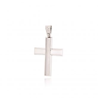 Σταυρός Βάπτισης Σκέτος από Λευκό Χρυσό Κ14 040826