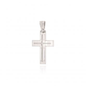 Σταυρός Βάπτισης Τριάντος με Λευκό Χρυσό Κ14 040935