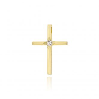 Σταυρός Βάπτισης Τριάντος για Κορίτσι από Κίτρνο Χρυσό Κ14 και Πέτρα Ζιργκόν 040946