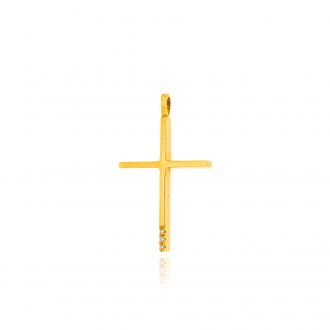 Σταυρός Βάπτισης από Κίτρινο Χρυσό Κ14 με Διαμάντια 041095