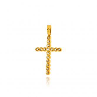 Σταυρός Βάπτισης από Κίτρινο Χρυσό Κ14 και Ζιργκόν 041100