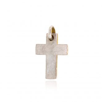 Σταυρός Βάπτισης Διπλής Όψης για Αγόρι από Λευκό και Κίτρινο Χρυσό Κ14 041181