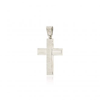 Σταυρός Βάπτισης Σκέτος από Λευκό Χρυσό Κ14 042287