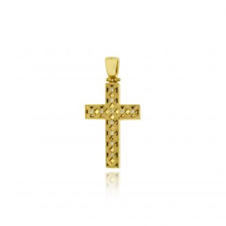 Σταυρός Βάπτισης για Κορίτσι από Κίτρινο Χρυσό Κ14 με Πέτρες Ζιργκόν 042569