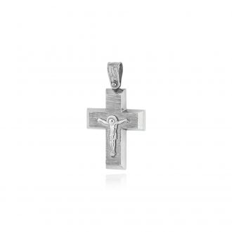 Σταυρός Βάπτισης Εσταυρωμένος για Αγόρι από Λευκό Χρυσό Κ14 042641