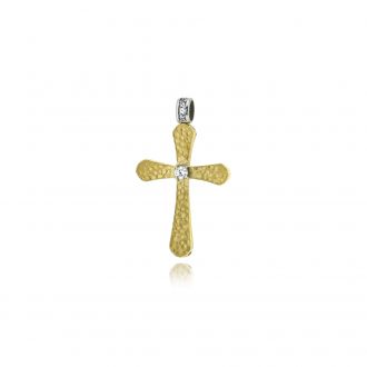 Σταυρός Βάπτισης Val΄Oro για Κορίτσι από Κίτρινο Χρυσό Κ14 και Πέτρες Ζιργκόν 042676