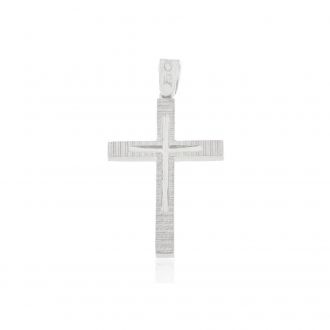 Σταυρός Βάπτισης FaCad΄oro για Αγόρι από Λευκό Χρυσό Κ14 CR-000963