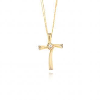 Σταυρός Βάπτισης Val΄Oro για Κορίτσι από Κίτρινο Χρυσό Κ14 με Πέτρες Ζιργκόν 043688