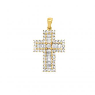 Σταυρός Βάπτισης MetronGold από Κίτρινο Χρυσό Κ14 με Συνθετικά Ζαφείρια 043952