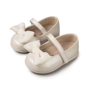 Babywalker Βαπτιστικές Δερμάτινες Μπαλαρίνες σε Χρώμα Εκρού