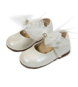 Babywalker Βαπτιστικές Δερμάτινες Μπαλαρίνες σε Χρώμα Εκρού