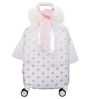 NstNastasia Βαλίτσα Ταξιδιού Βάπτισης Πουά Ροζ 1302