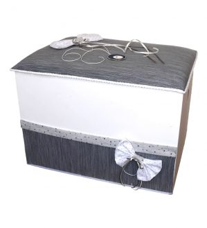 NstNastasia Ξύλινο Κουτί Βάπτισης Μαξιλαράκι Λευκό Γκρι 1771