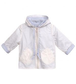 NstNastasia Βαπτιστικό Μπουφάν Λευκό Αντιανεμικό Φόδρα Λευκή Σιέλ Ριγέ 0015