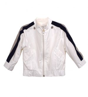 NstNastasia Βαπτιστικό Μπουφάν Εκρού Αντιανεμικό Ρήγες Μπλε Γκρι 0017