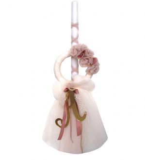 NstNastasia Λαμπάδα Βάπτισης Στεφάνι Μονόγραμμα Χρυσό 0696