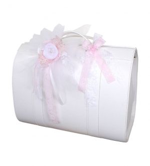 NstNastasia Τσάντα Βάπτισης Συνθετικό Δέρμα Λουλούδι Λευκό Ροζ 1440