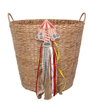 NstNastasia Ψάθινο Καλάθι Βάπτισης Καρουζέλ Πολύχρωμο 1921