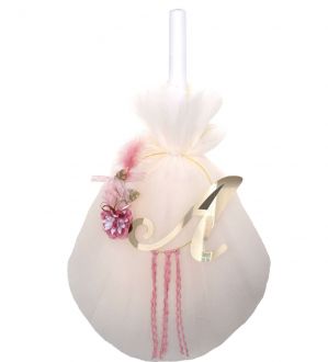 NstNastasia Λαμπάδα Βάπτισης Στεφάνι Μονόγραμμα Χρυσό 0698