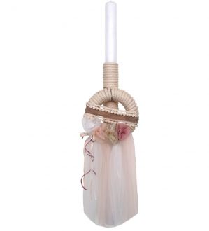 NstNastasia Λαμπάδα Βάπτισης Στεφάνι Σχοινιά Δαντέλα 0732