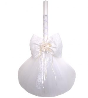 NstNastasia Λαμπάδα Βάπτισης Λευκή Δαντέλα Φιόφκος 0749