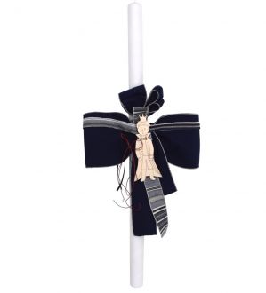 NstNastasia Λαμπάδα Βάπτισης Μπλε Φιόγκοι Μικρός Πρίγκιπας Ξύλινος 0754