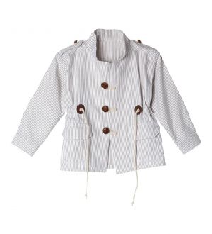 NstNastasia Βαπτιστική Καπαρντίνα Λευκή Μπεζ Ριγέ Σαφάρι Σχοινιά 0740